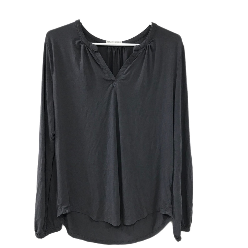 Barefoot Dreams Gray Luxe Milk Jersey Namaste Top - Picture 2 of 7